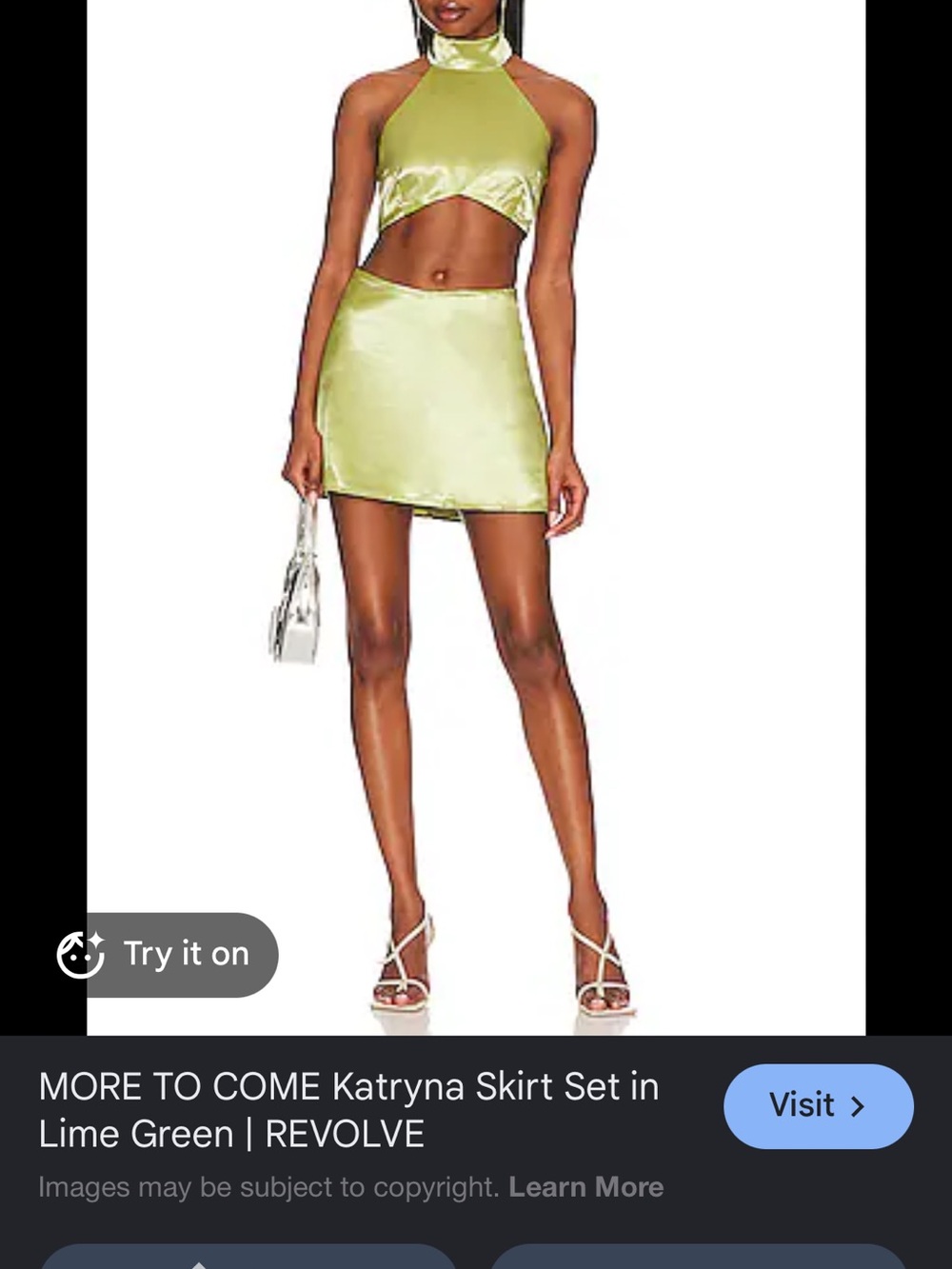 superdown Lime Green Satin Mini Skirt
